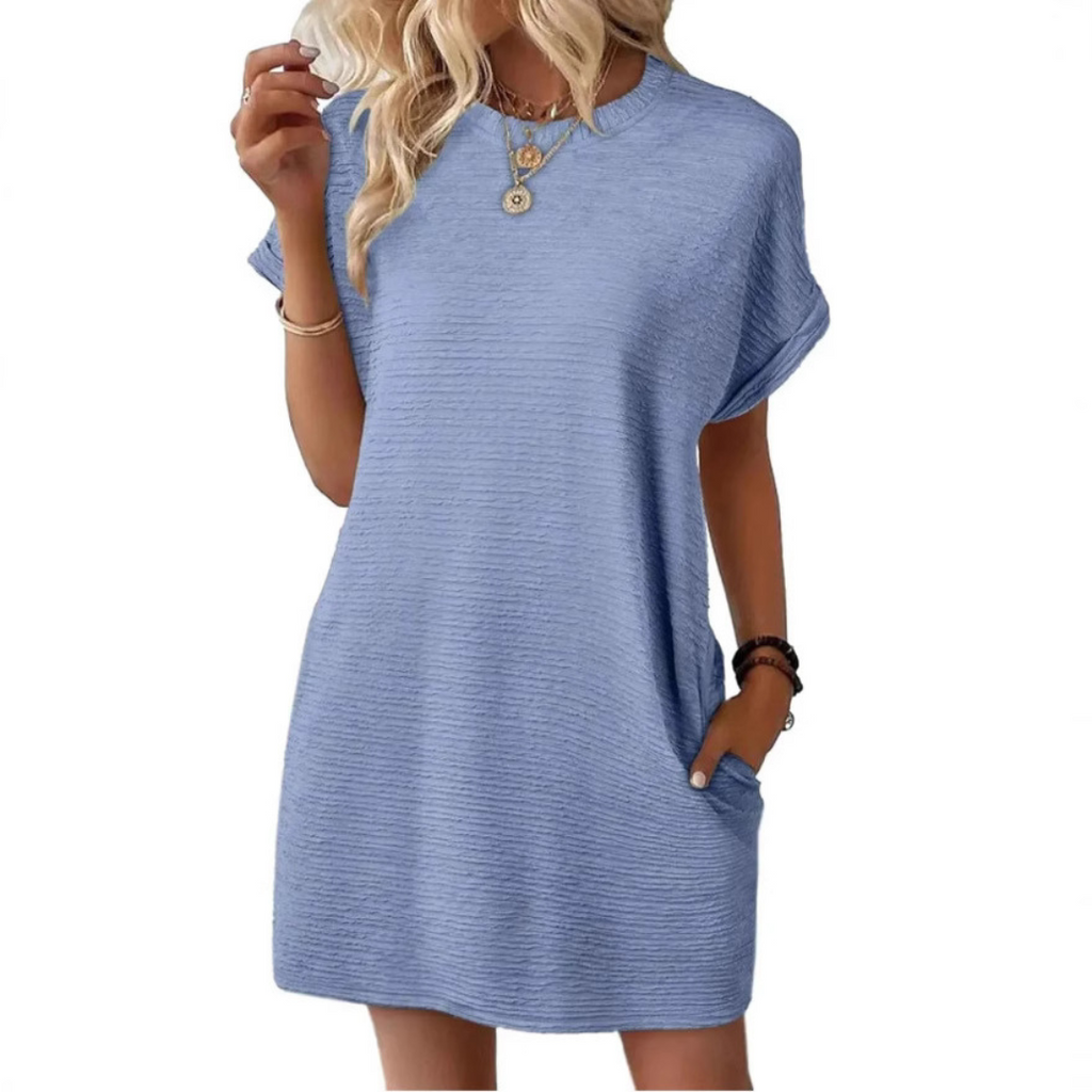 Round-Neck Dress with a Relaxed Fit for Warm Days