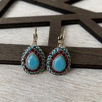 Vintage Rhinestone Teardrop Resin Earrings in Three Colours