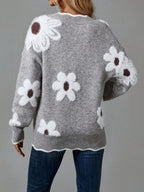 Floral V-Neck Jumper with Cosy Handle