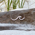 Sea Wave Pendant Necklace with Curling Crest in Silver Colour
