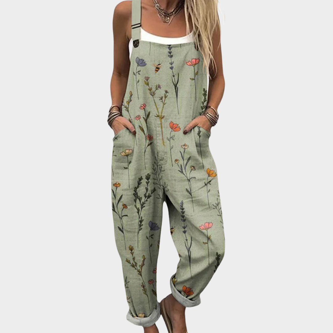 Printed Overalls with Pockets and Easy Cut