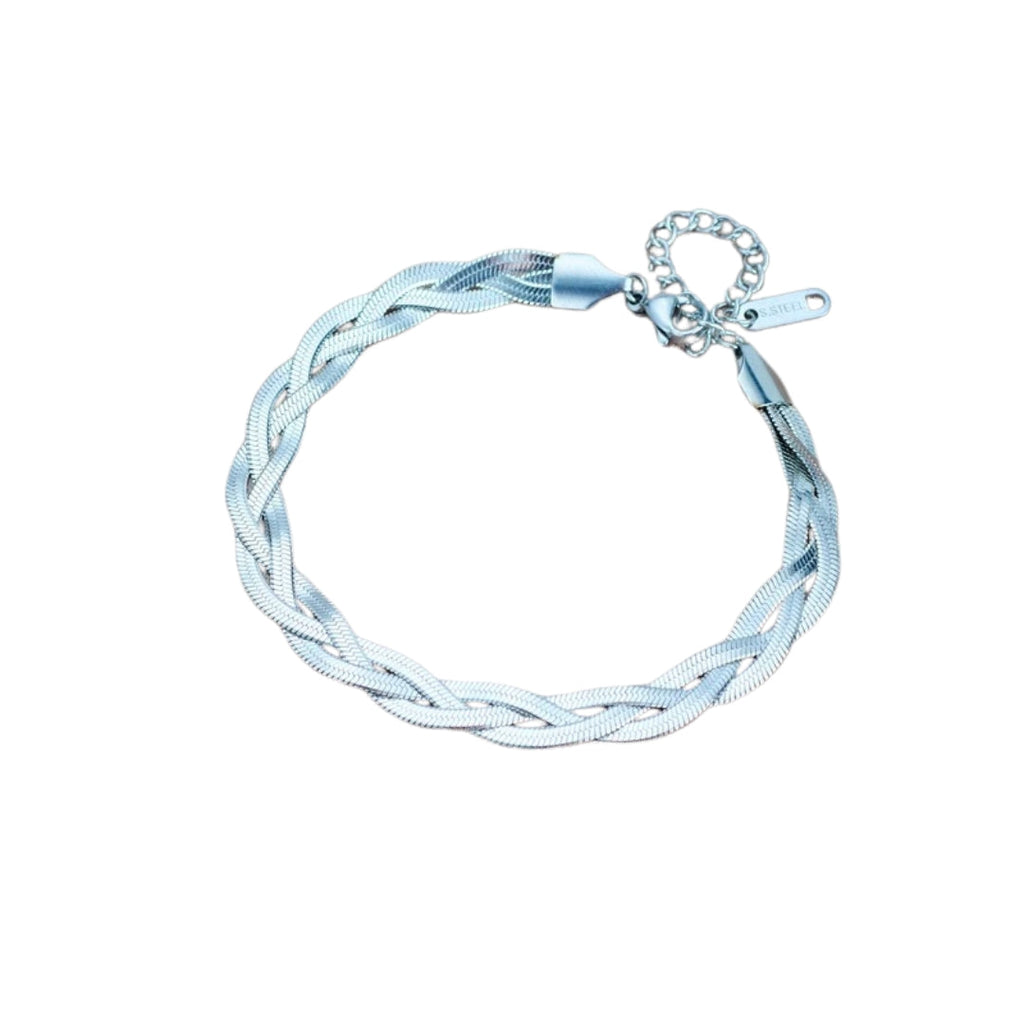 Set med ormkedjearmband och halsband i rostfritt stål