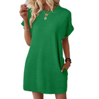 Round-Neck Dress with a Relaxed Fit for Warm Days