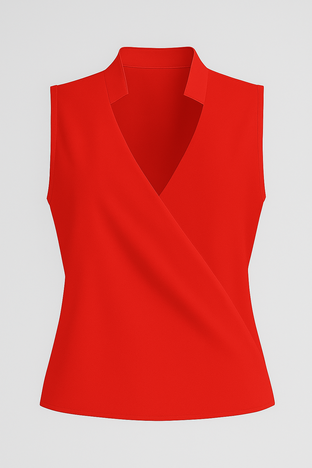 Sleeveless V-Neck Blouse with a Stand Collar Detail