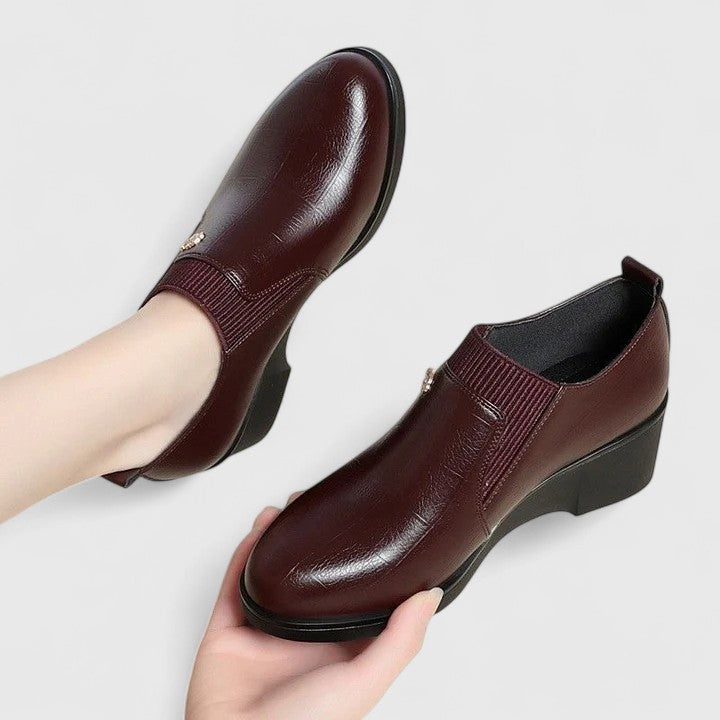 Wedge Heels with Elasticated Panels and Cushioned Footbed