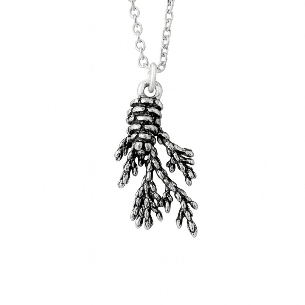 Pine Tree Pendant Necklace with Evergreen Feel in Silver Colour