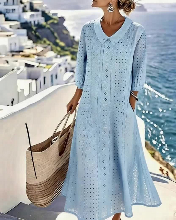 Baby Doll Neckline Dress with Cut-Out Detail