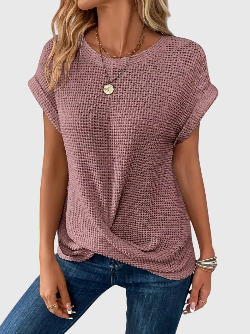 Crew Neck Blouse with Clean Everyday Cut