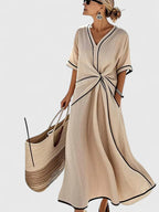 Vertical Stripe Dress with Soft Comfortable Cut
