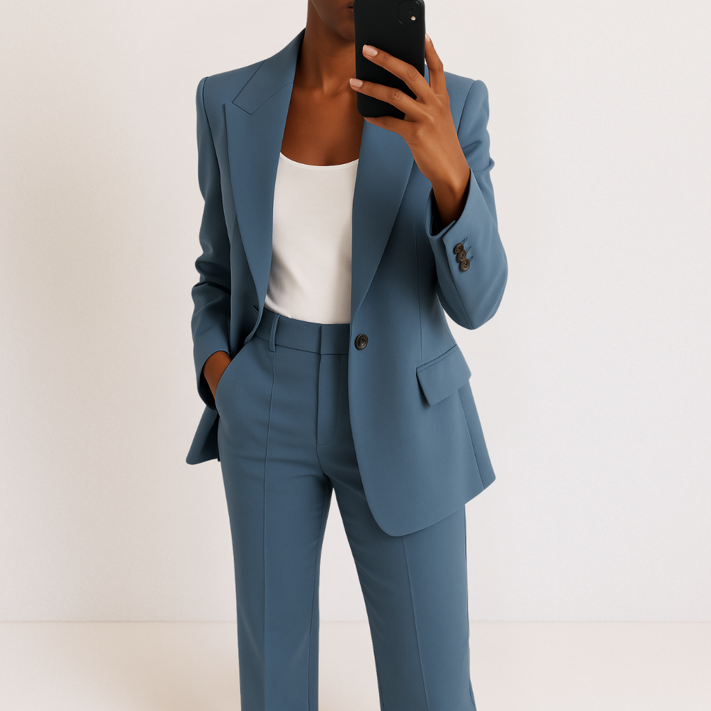 Conjunto de traje de cuadros con acabado de sastre moderno