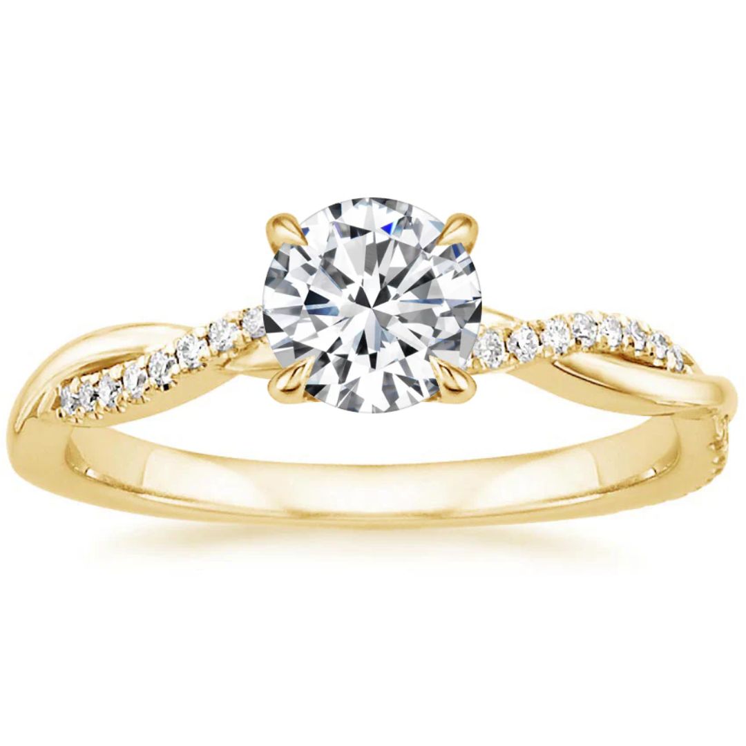 Classic Zirconia Ring with Timeless Shape in Gold Colour