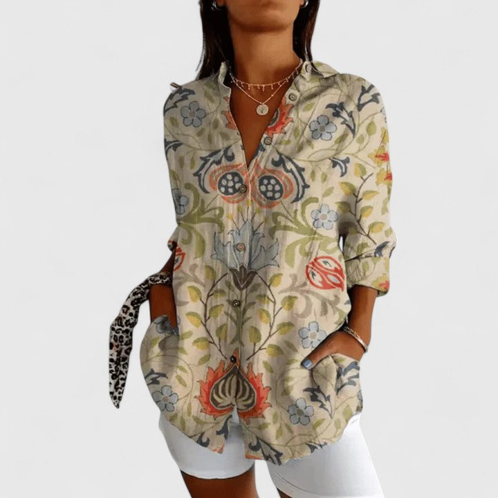 Floral Button Up Blouse with Light Airy Feel