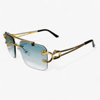 Rimless Square Sunglasses with a Gold-Tone Tiger Head Detail