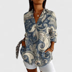 Blusa floral abotonada de tacto ligero y vaporoso