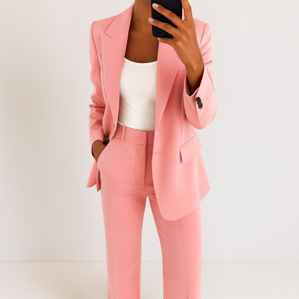 Conjunto de traje de cuadros con acabado de sastre moderno