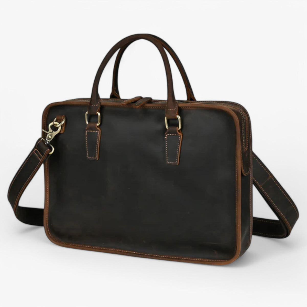 Patina-Finish Laptop Bag with Carry Handles