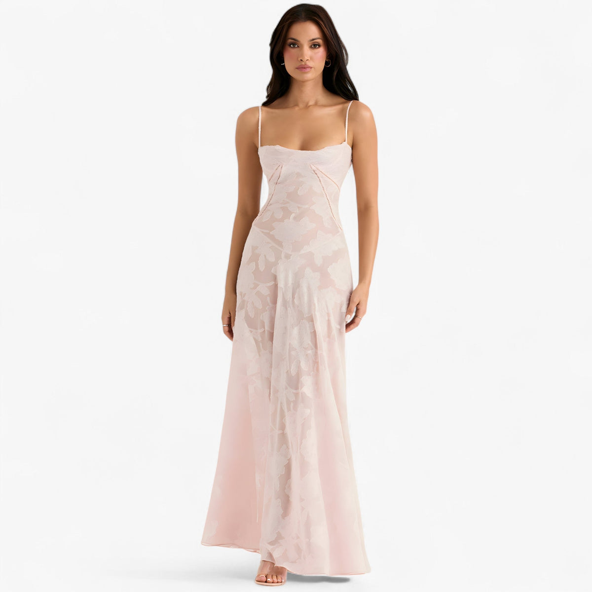 Flowing Flared Dress with Draped Elegant Silhouette