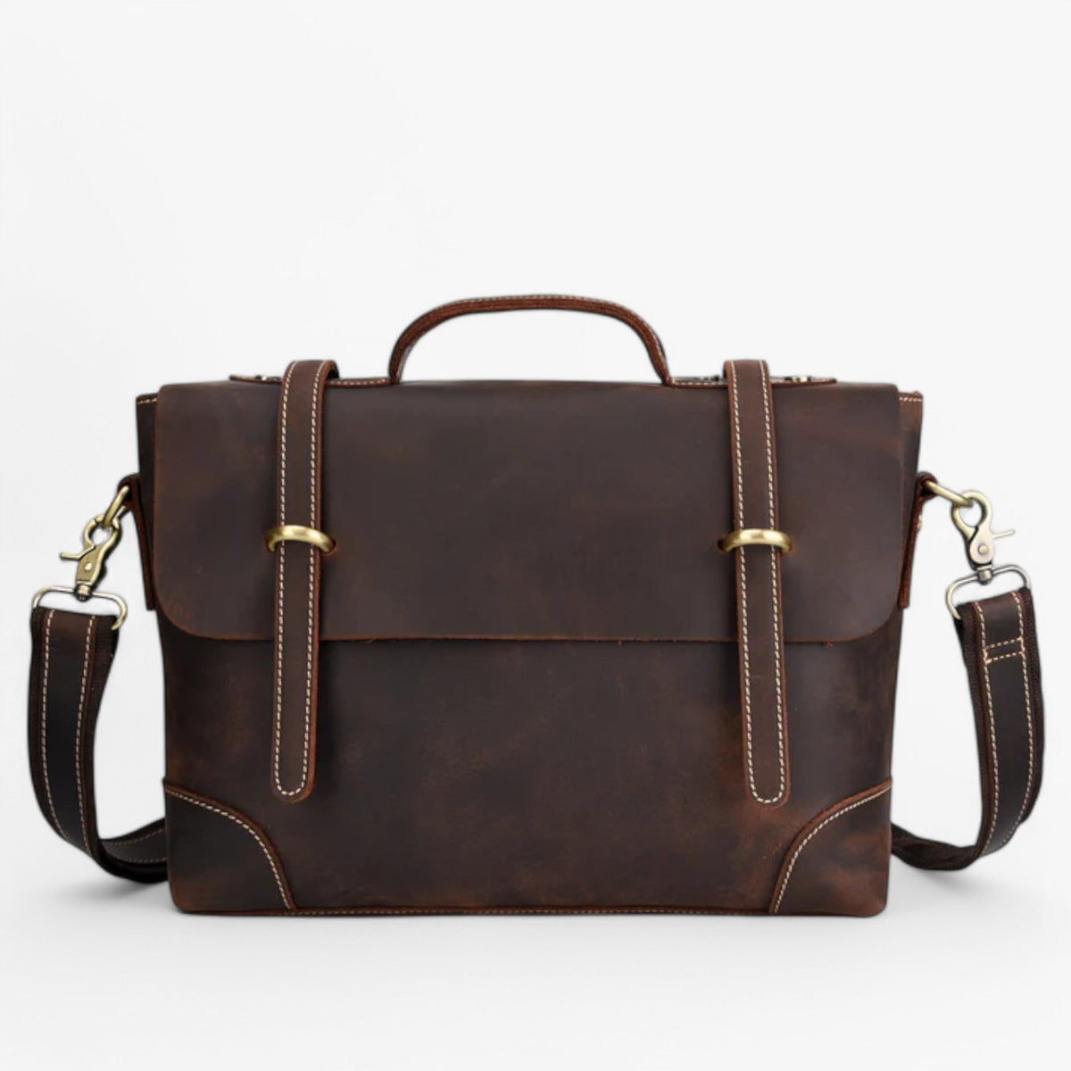 Luxury Faux Leather Briefcase with Multiple Compartments