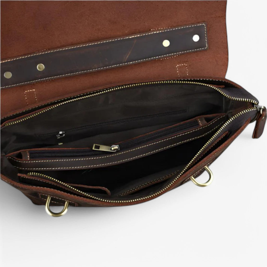 Luxury Faux Leather Briefcase with Multiple Compartments