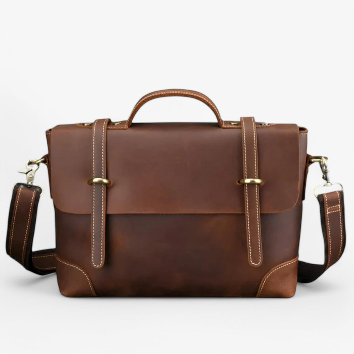 Luxury Faux Leather Briefcase with Multiple Compartments
