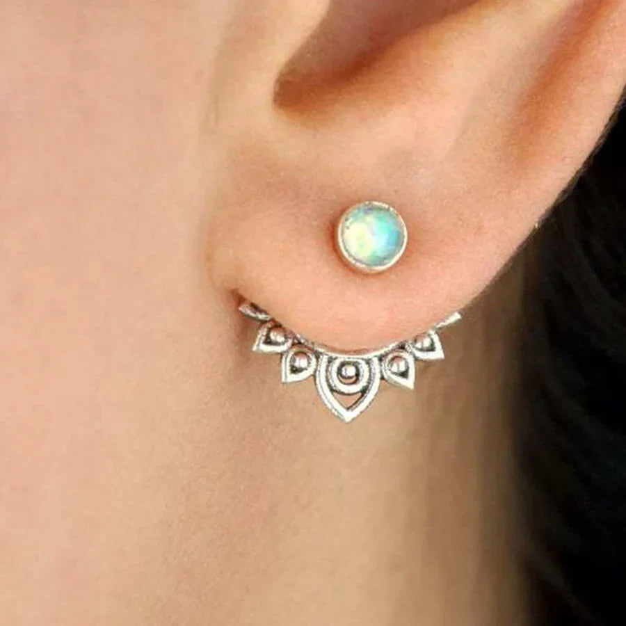 Vintage Sunburst Stud Hoop Earrings with Colour Choice