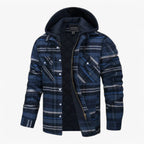 Checked flannel hoodie with button closure for winter