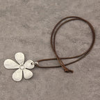 Minimalist Hammered Asymmetric Flower Pendant Necklace