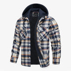 Checked flannel hoodie with button closure for winter