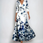 Floral Print Wrap Maxi Dress with Flowing Silhouette
