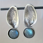 Vintage Oval Drop Earrings in Silver Colour with Graceful Shape