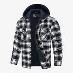 Checked flannel hoodie with button closure for winter