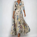 Floral Print Wrap Maxi Dress with Flowing Silhouette