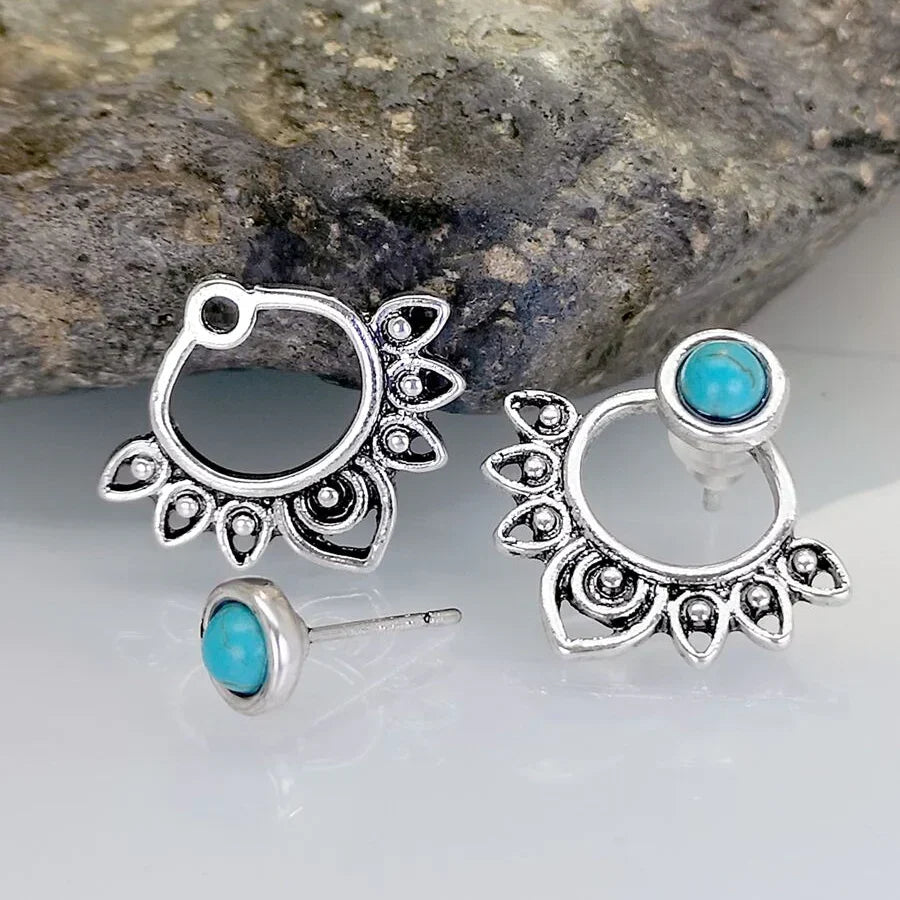 Vintage Sunburst Stud Hoop Earrings with Colour Choice