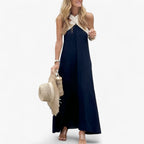 Halter Neck Maxi Dress with Plunging V-Neckline