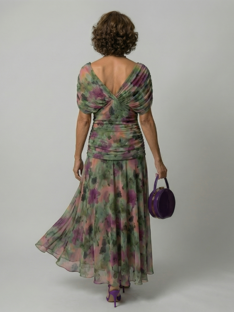 Off Shoulder Midi Dress with Draped Neckline