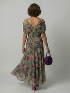 Off Shoulder Midi Dress with Draped Neckline