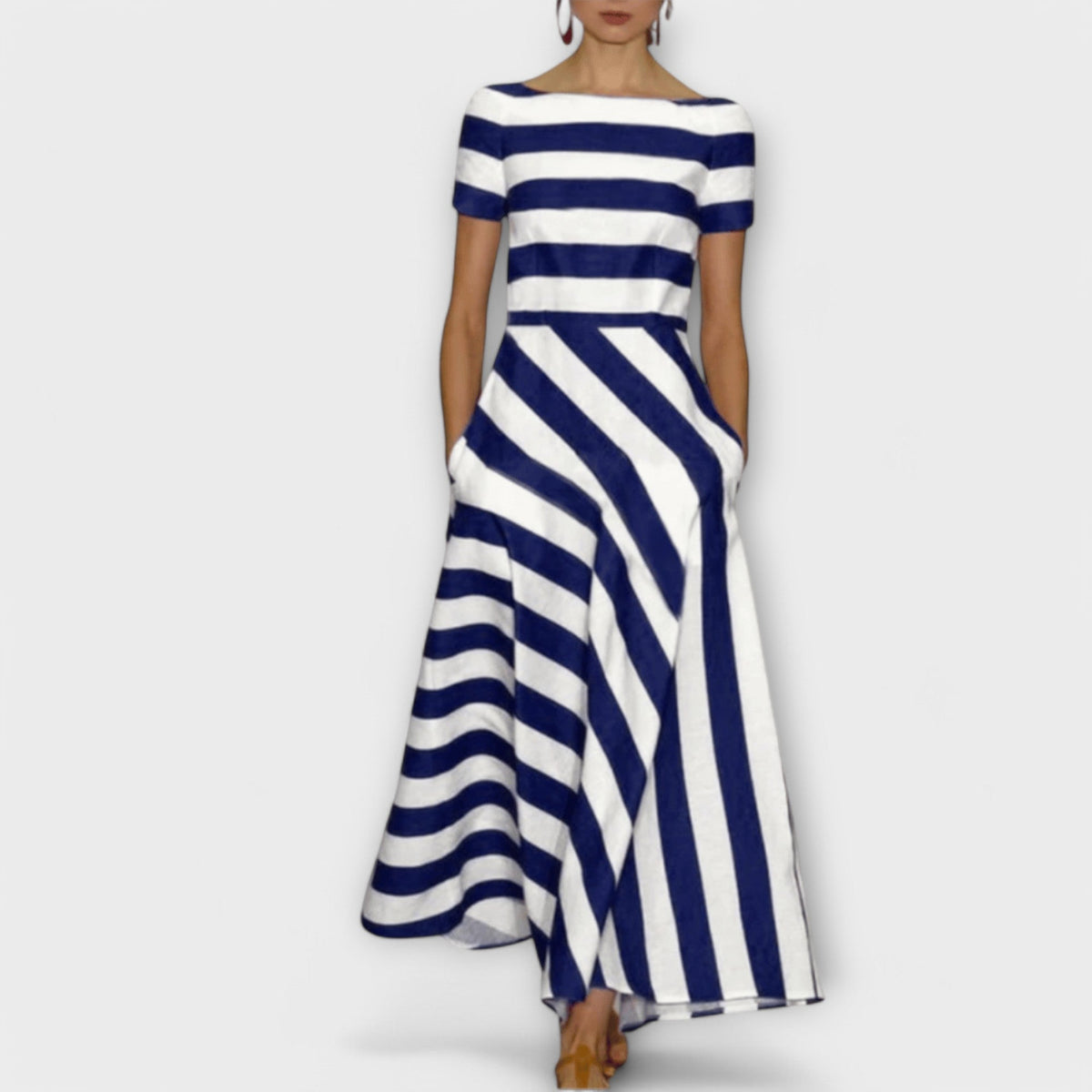 Striped Maxi Dress with Loose Lightweight Cut
