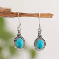 Western-Style Blue-Green Stone Drop Earrings with Earthy Tone