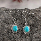 Western-Style Blue-Green Stone Drop Earrings with Earthy Tone