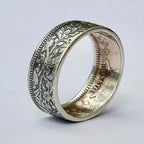 Vintage-Style Snowflake and Coin Pattern Ring in Silver Colour