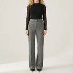 Wool-Blend Flare Trousers with Elasticated Waist