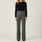 Wool-Blend Flare Trousers with Elasticated Waist