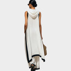 Asymmetric Two Piece Set with High Neck and Contrast Trim