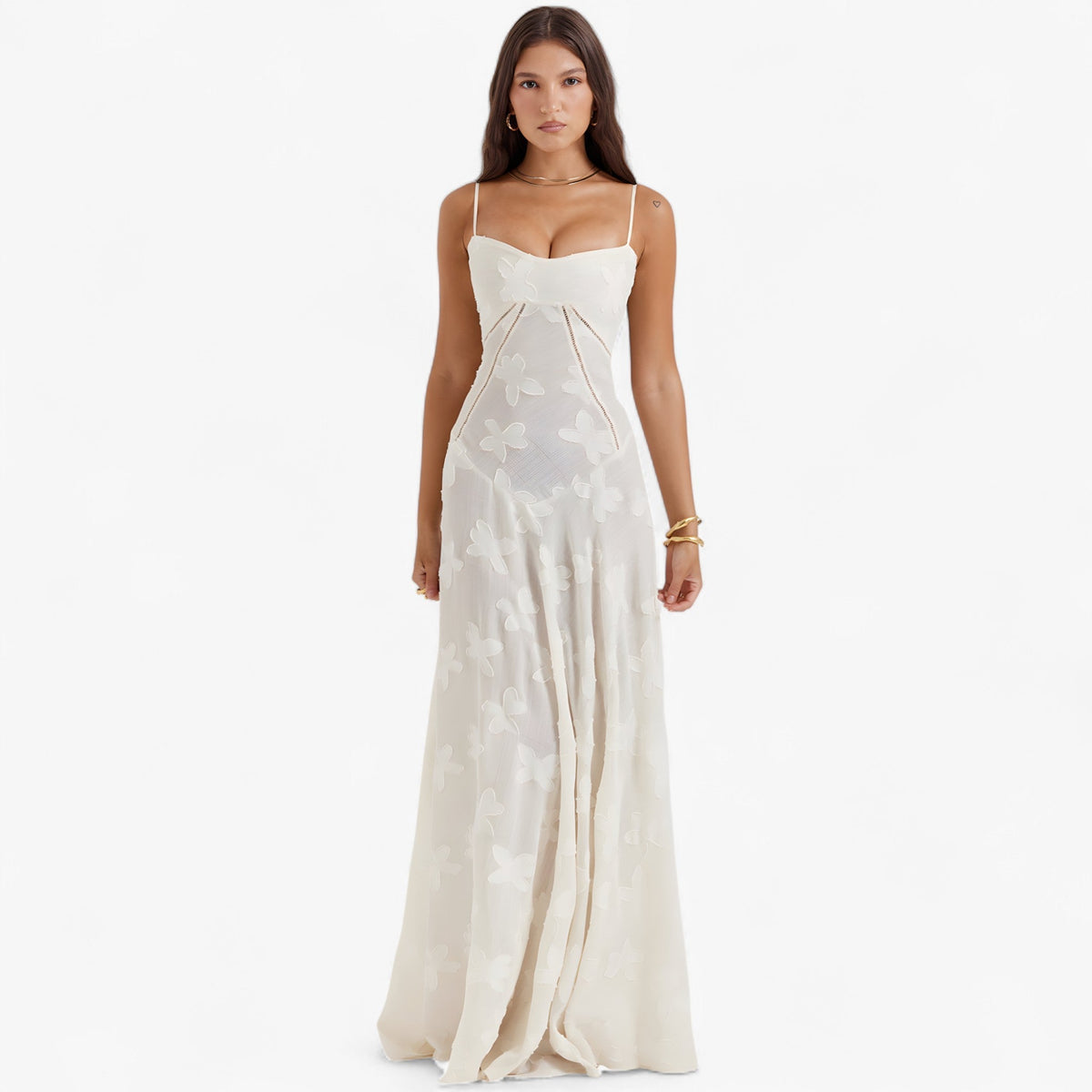 Flowing Flared Dress with Draped Elegant Silhouette