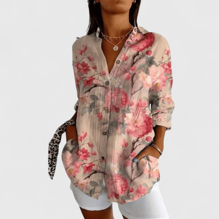 Floral Button Up Blouse with Light Airy Feel