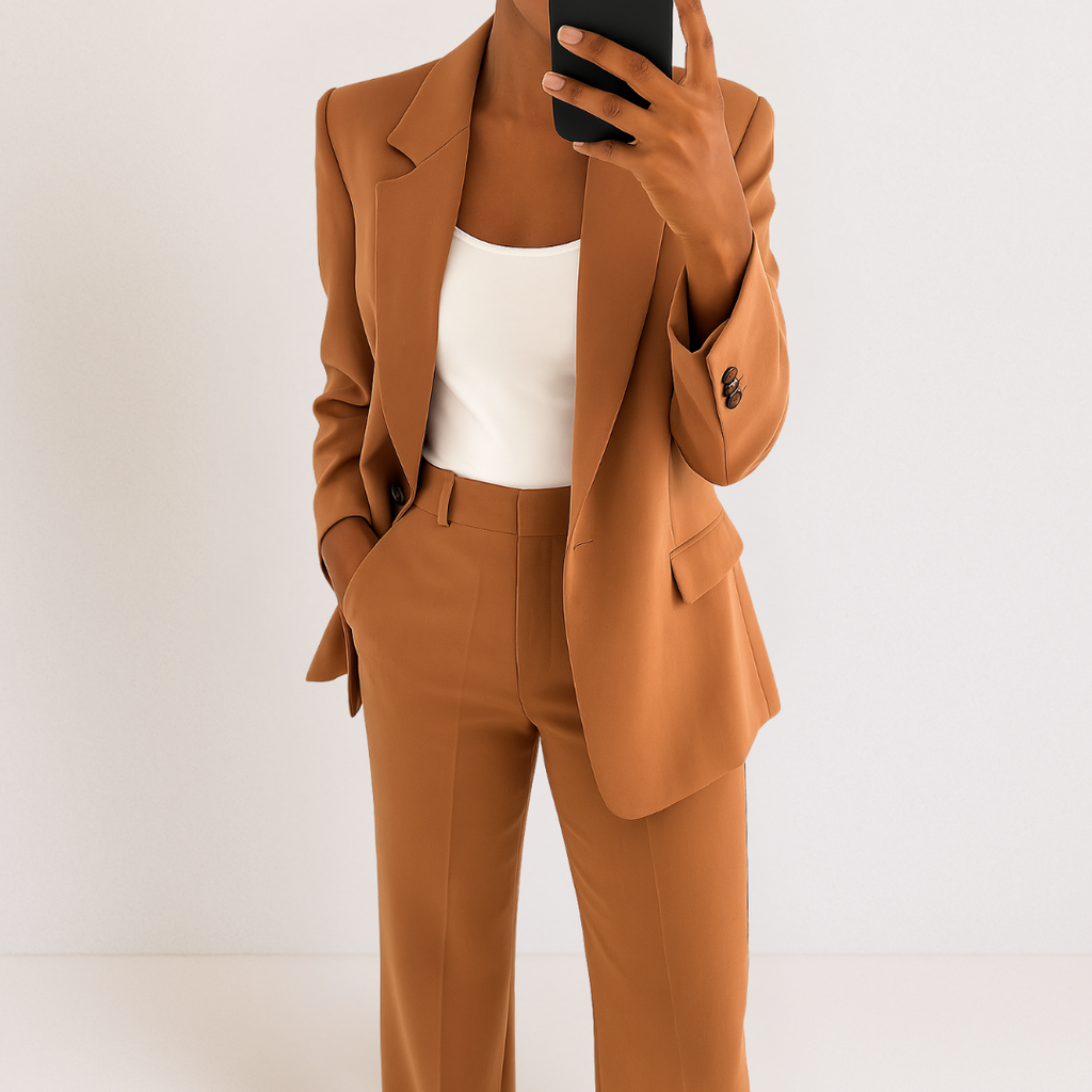 Conjunto de traje de cuadros con acabado de sastre moderno