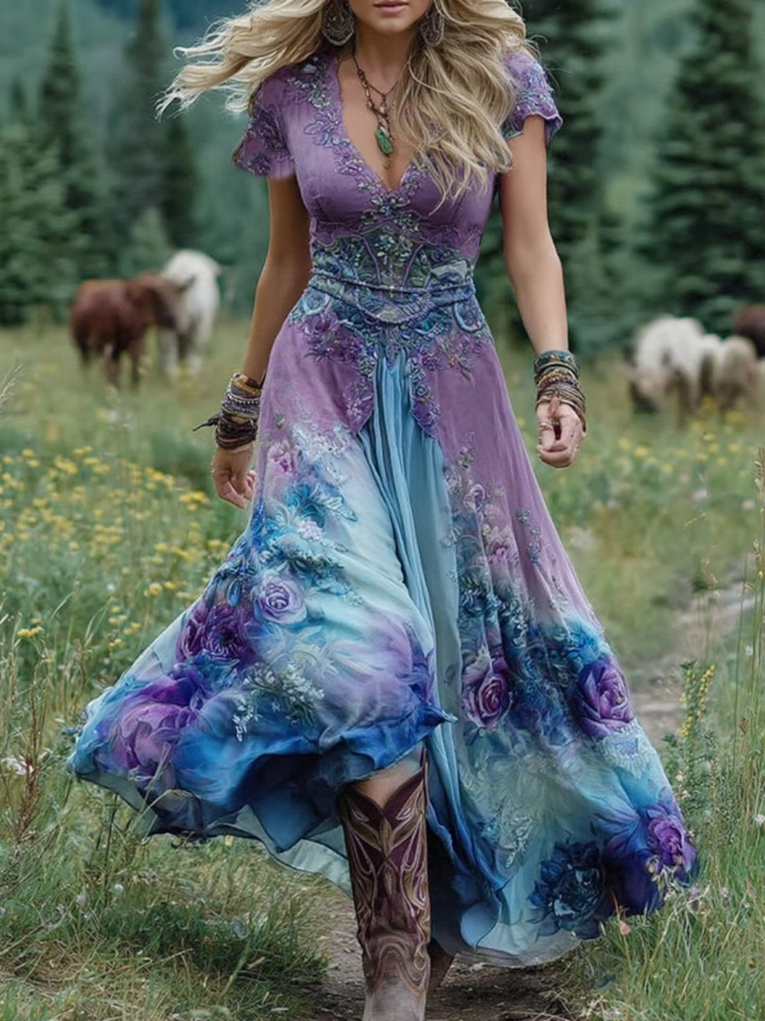 Floral Maxi Dress with Flowing Silhouette