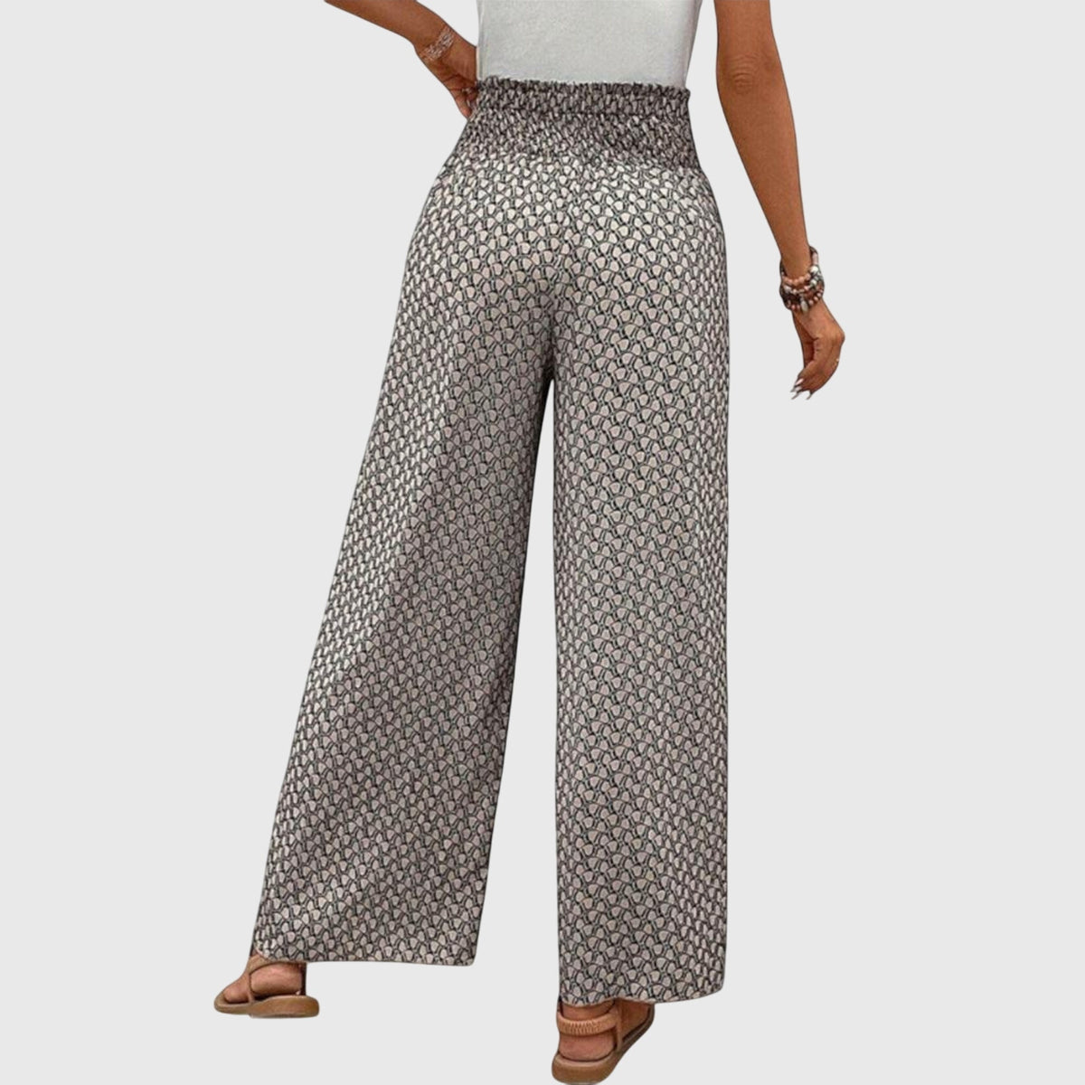 High Waisted Palazzo Trousers with Flowing Wide Leg
