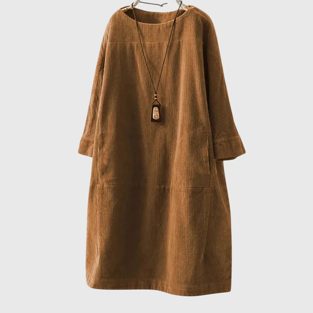 Vestido midi de pana con silueta holgada