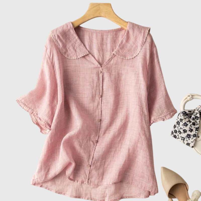 Lightweight Straight-Cut Blouse with Relaxed Drape